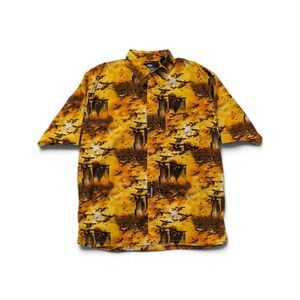 Wu Wear Mens Button Down Shirt XL Killer Bees All Over Print Yellow